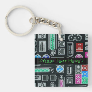 Computer Geek Humour Black Input Pattern Key Chain