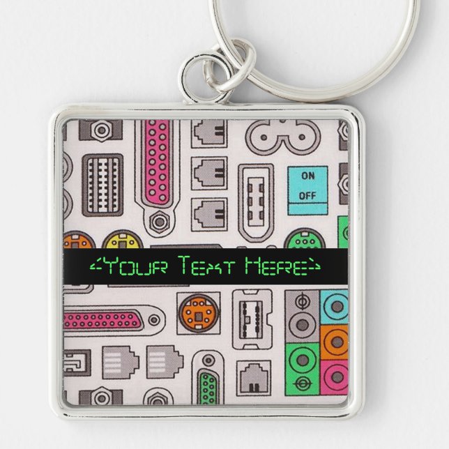 Computer Geek Input Pattern Key Chain (Front)