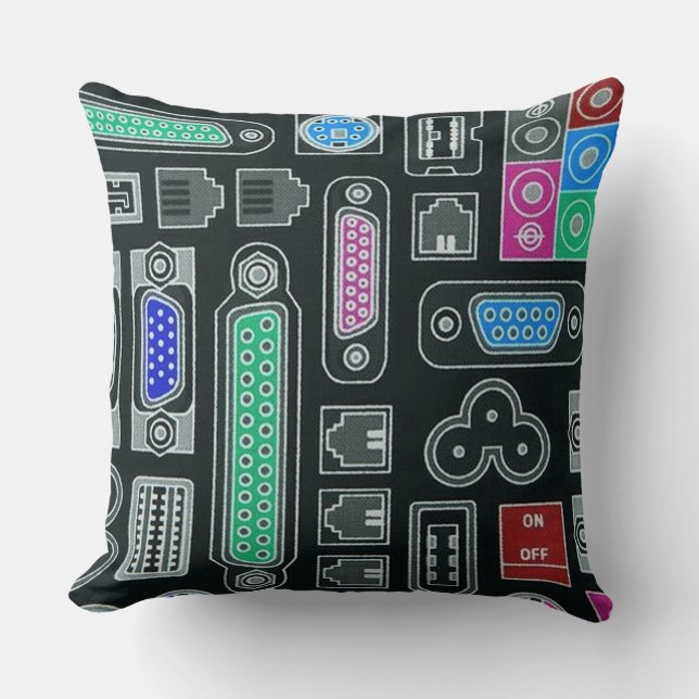 Computer Geek Input Pattern Throw Pillow (Front)