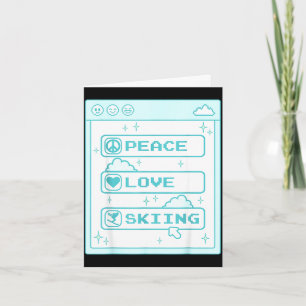 Computer geek peace love skiing lover ski lover card