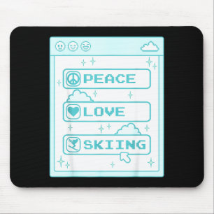 Computer geek peace love skiing lover ski lover mouse pad