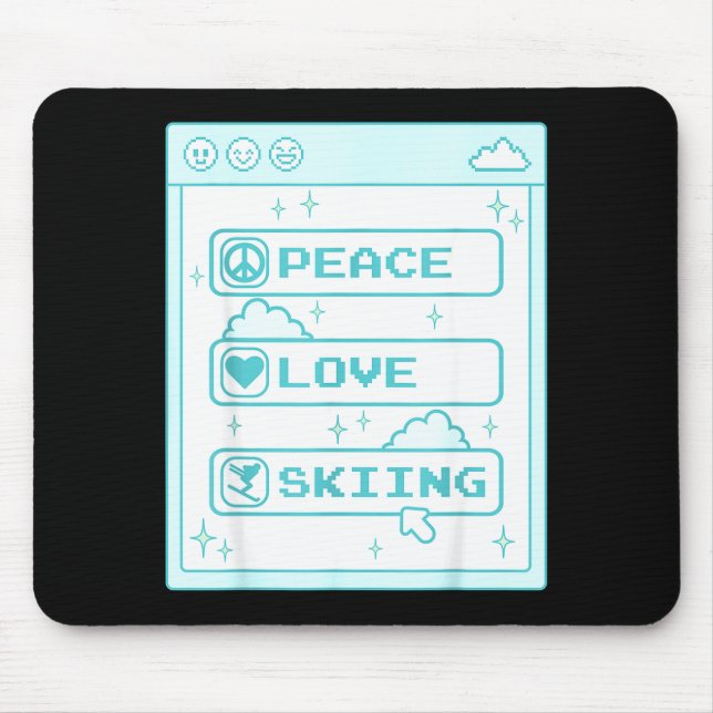 Computer geek peace love skiing lover ski lover mouse pad (Front)