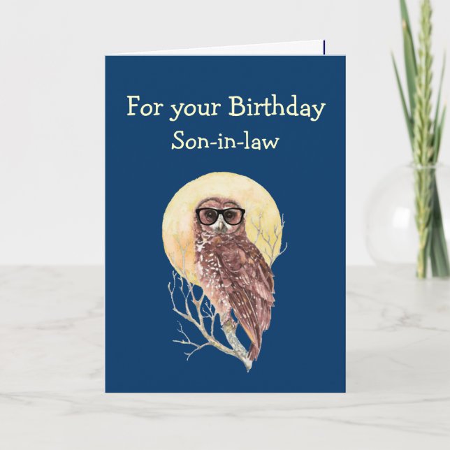 Computer Geek Son-in-law Humour Birthday Owl  Fun Card (Front)