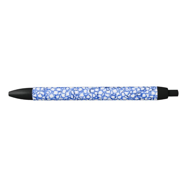 Computer-Generated Blue Petals Black Ink Pen (Front)