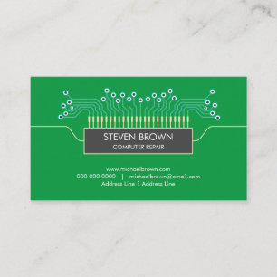 Computer Green Science Circuit Board Coding Business Card