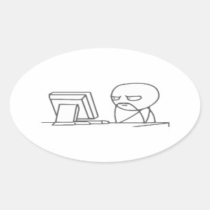 Computer Guy Meme‏ - Oval Stickers