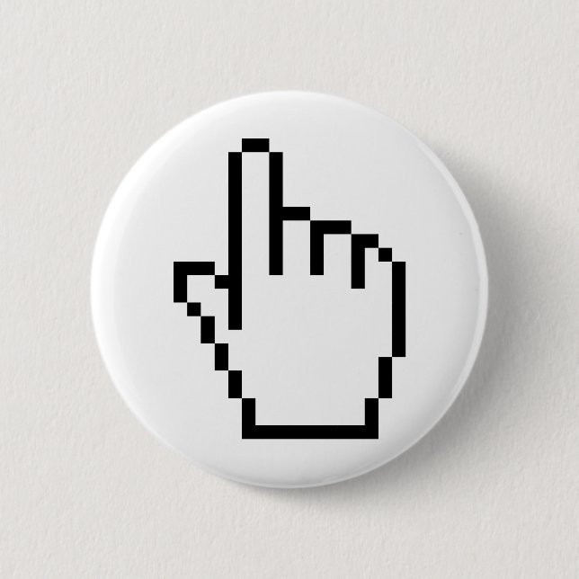 COMPUTER HAND POINTER / MOUSE CURSOR 6 CM ROUND BADGE (Front)