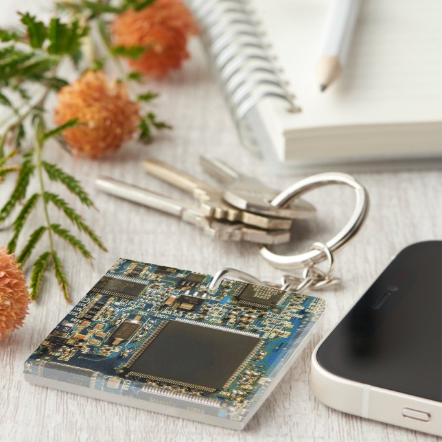 Computer Hard Drive Circuit Board - Blue Key Ring (Front Right)