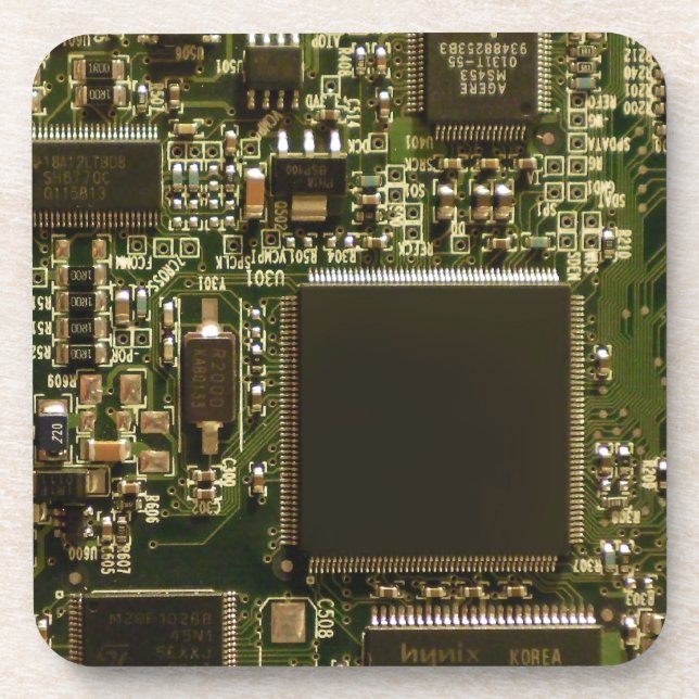 Computer Hard Drive Circuit Board - Green Coaster (Front)