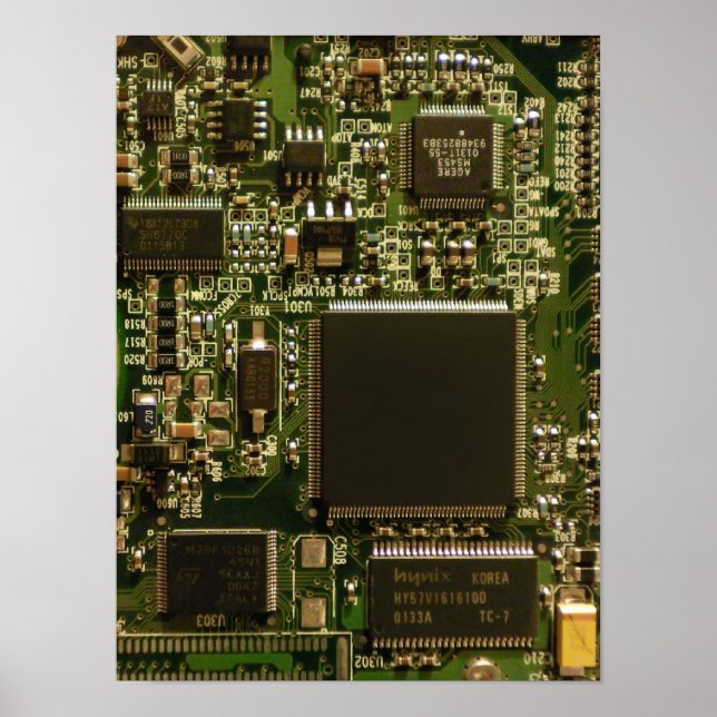 Computer Hard Drive Circuit Board - Green Poster (Front)