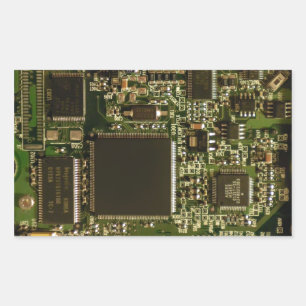 Computer Hard Drive Circuit Board - Green Rectangular Sticker
