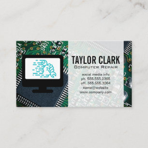 Computer Hardware   Wrench in Hand Logo Business Card