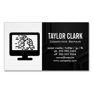 Computer Hardware   Wrench in Hand Magnetic Business Card
