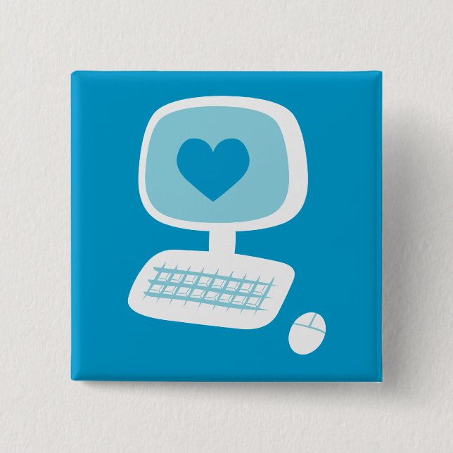Computer Heart 15 Cm Square Badge (Front)