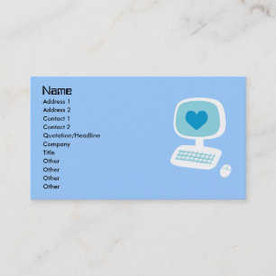 Computer Heart Business Cards