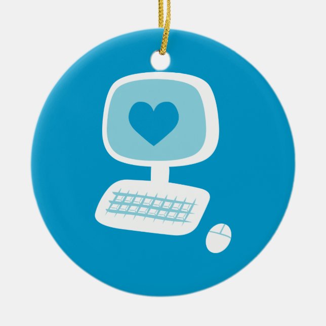 Computer Heart Ceramic Tree Decoration (Front)