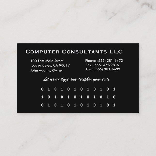 Computer Help B/W Business Card (Front)