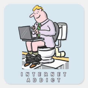 Computer, Internet and Social Media Addiction Square Sticker