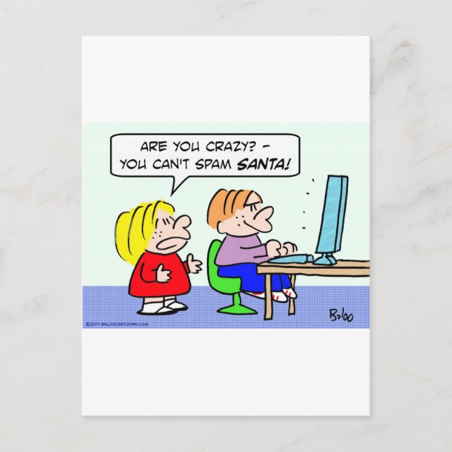 computer internet can't spam santa kids holiday postcard (Front)
