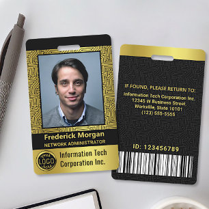Computer IT Custom Employee Photo Bar Code Logo ID Badge