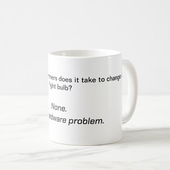 Computer Joke Mug - The old light bulb joke (Front Right)