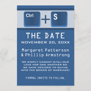 Computer Key Control Save the Date, Blue Date