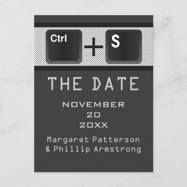 Computer Key Control Save the Date Postcard, Grey Announcement Postcard (Front)