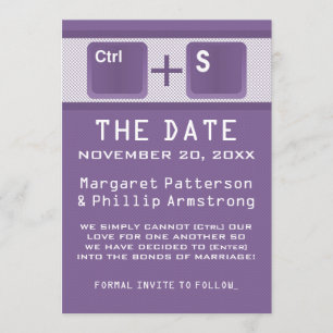 Computer Key Control Save the Date, Purple Save The Date