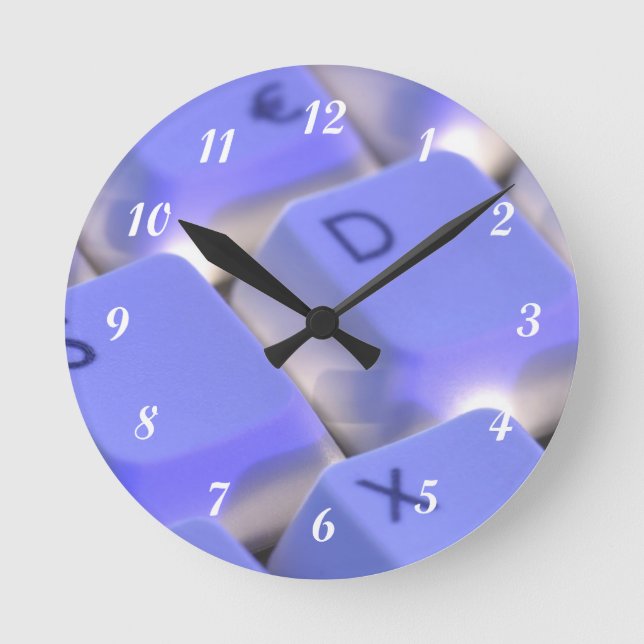 Computer Keyboard Blue light Round Clock (Front)