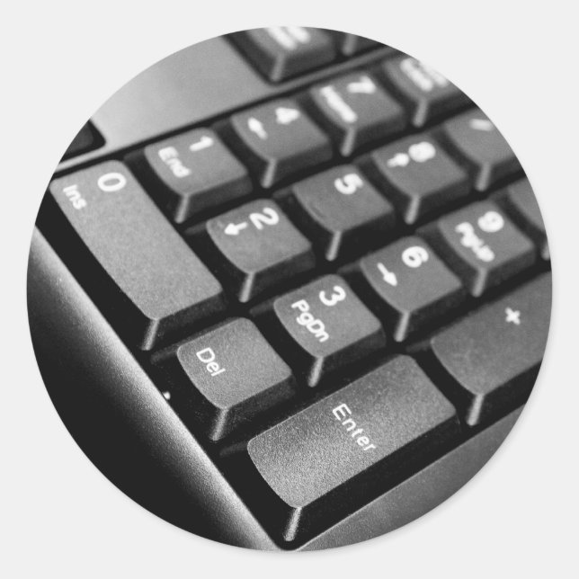 Computer keyboard classic round sticker (Front)