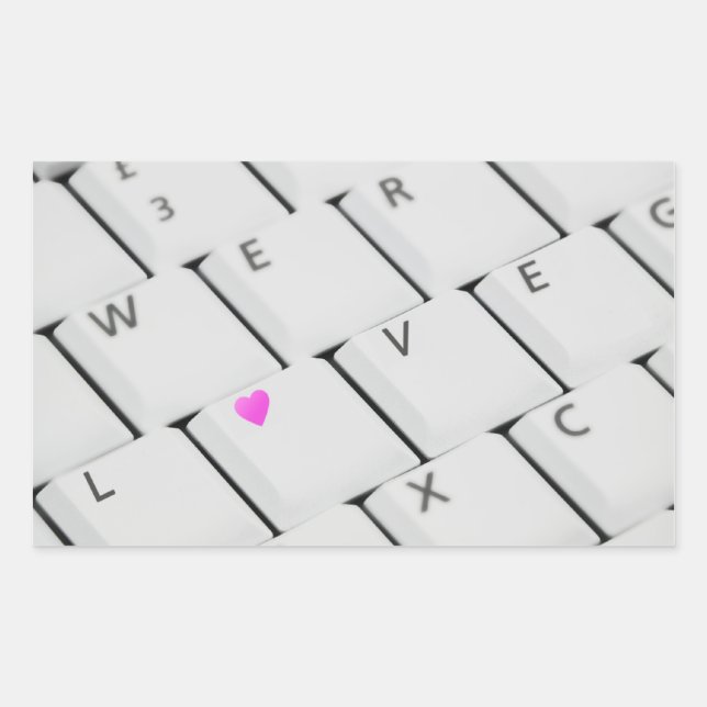 Computer Keyboard Love Letters Rectangular Sticker (Front)