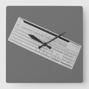 computer keyboard square wall clock