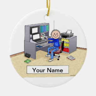 Computer Lover - Male Ceramic Tree Decoration