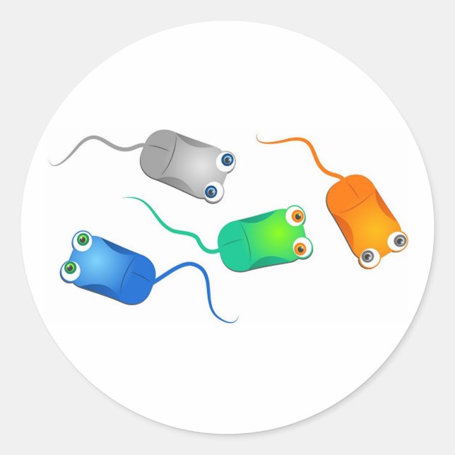 Computer Mice Classic Round Sticker (Front)