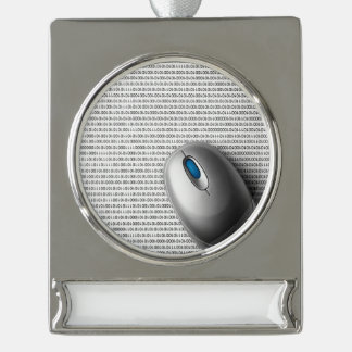 Computer mouse silver plated banner ornament