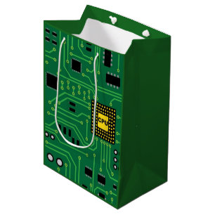 Computer Nerd Circuit Board CPU I Medium Gift Bag
