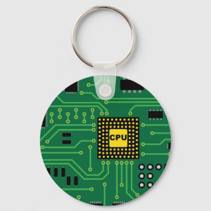 Computer Nerd Circuit Board CPU Key Ring