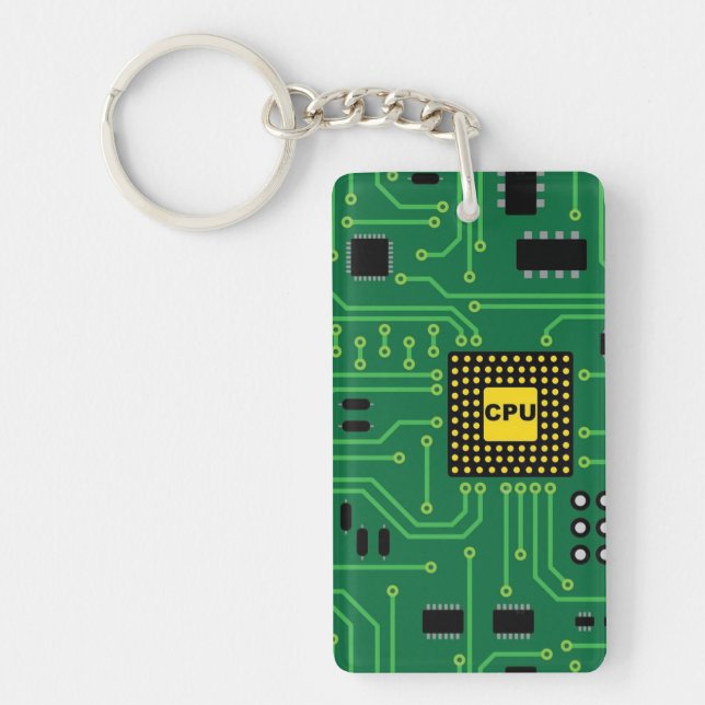 Computer Nerd Circuit Board CPU Key Ring (Front)