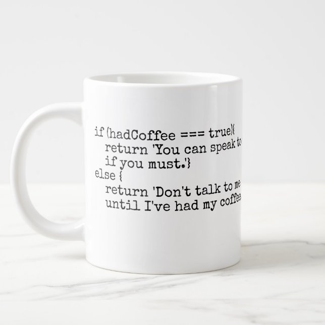 Computer nerd IT tech geek humour coffee Large Coffee Mug (Left)