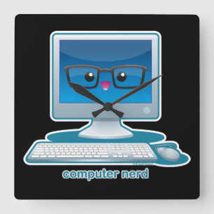 Computer Nerd Square Wall Clock