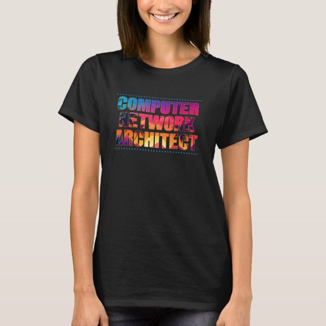 Computer Network Architect Job Title Sunset Retro T-Shirt (Front)
