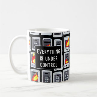 Computer on Fire Funny Illustrated Tech Mug