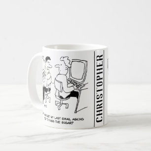 Computer Operator Emails Requesting Sugar Coffee Mug