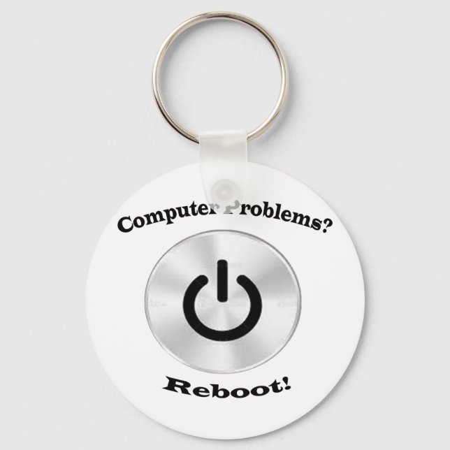 Computer Problems Black Letters Key Ring (Front)