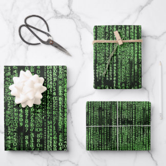 Computer Program Matrix Data Pattern Theme Wrapping Paper Sheet