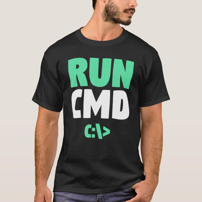Computer Programmer  Command Prompt  Funny Run CMD T-Shirt (Front)