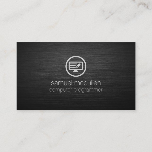 Computer Programmer Computer Code Brushed Metal Business Card (Front)