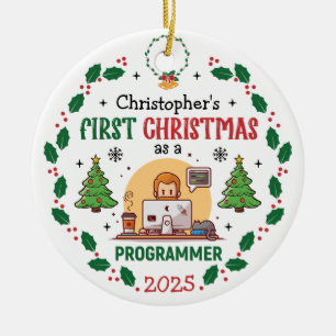 Computer Programmer First Christmas Personalised Ceramic Ornament