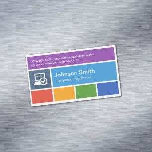 Computer Programming Teacher - Modern Metro Style Magnetic Business Card