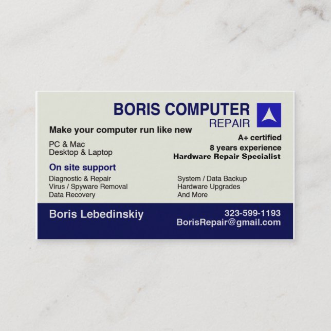 Computer Repair Business card (Front)